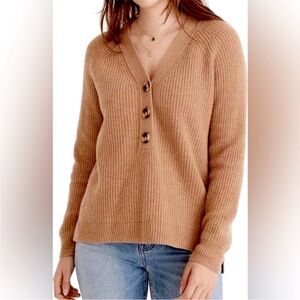 Madewell Lyle Rib Henley Sweater in Heather Saddle